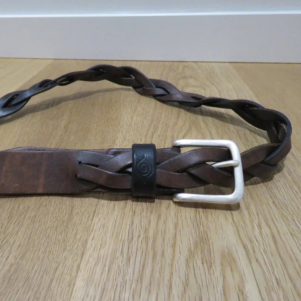 PHANTASMAGORIA LEATHER Dylan Braided Leather Belt in Dark Brown Western Size 38